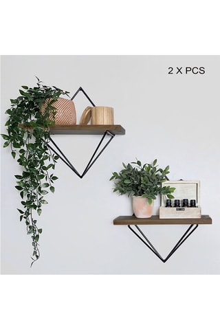 2 estantes murales de madera de pícea - 30 x 14 x 30 cm