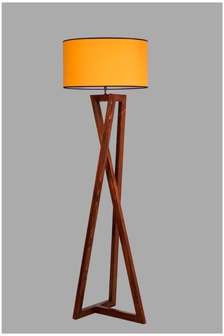 Lámpara de pie de pino Macka - Natural y mostaza