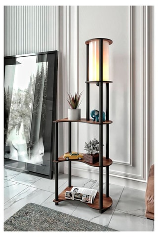 Lámpara de pie - Imitación nogal - 40 W - 140 cm