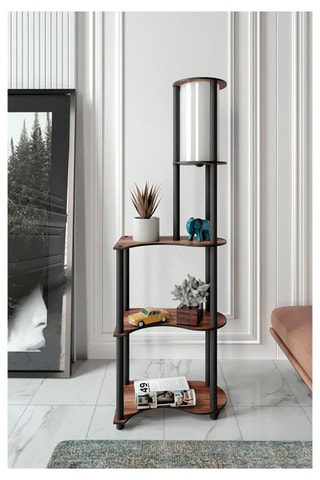 Lámpara de pie - Imitación nogal - 40 W - 140 cm