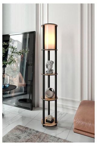 Lámpara de pie - Imitación nogal - 40 W - 150 cm