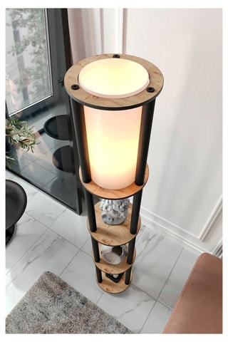 Lámpara de pie - Imitación nogal - 40 W - 150 cm