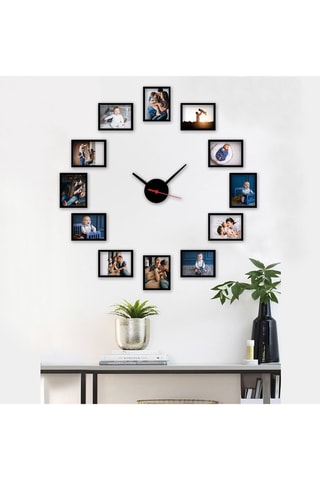 Reloj con 12 marcos de fotos - 50 x 50 cm - Negro