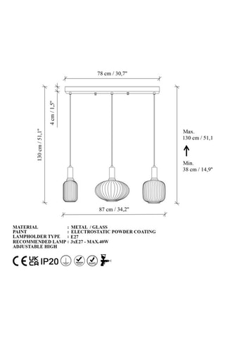 Lámpara de techo Asker - Dorado - 3 x 40 W