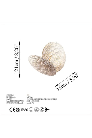 Aplique mural LED Yosma - Blanco y dorado - 5 W