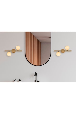 Aplique mural Domino - Dorado y blanco - 2 x 10 W