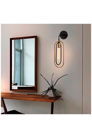 Aplique mural Cerco - Negro y dorado - 40 W