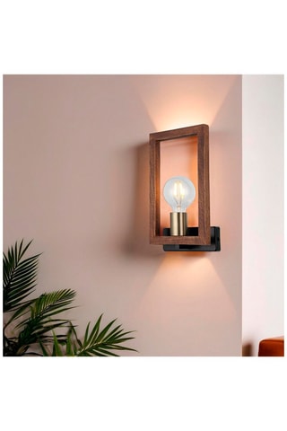 Aplique mural de madera Era - Natural y negro - 20 W