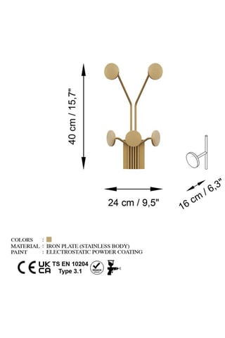 Perchero mural - 24 x 16 cm