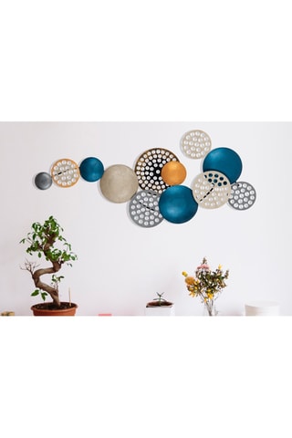 Décoration murale 8PBCT-007 - Bleu et doré - 90 x 8 x 42 cm