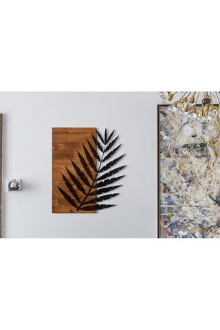 Adorno mural Leaf - Negro y natural - 50 x 58 cm