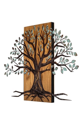 Adorno mural de madera Willow - 80 x 58 cm - Natural y negro