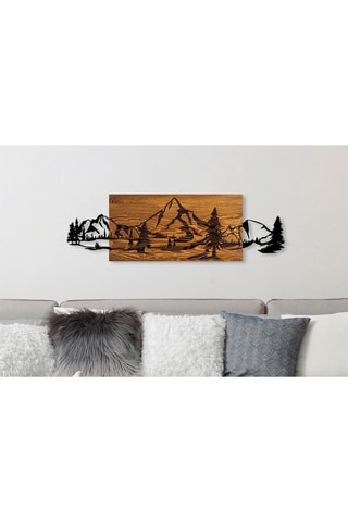 Adorno mural de madera Mountain Range - 93 x 29 cm - Natural y negro