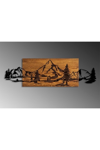 Adorno mural de madera Mountain Range - 93 x 29 cm - Natural y negro