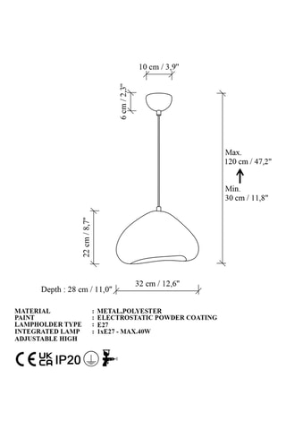 Lámpara de techo Lore - Blanco - 40 W
