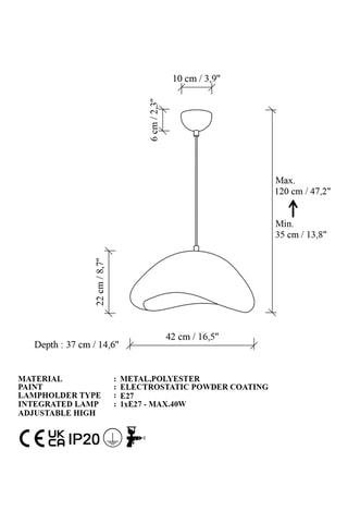 Lámpara de techo Luna - Blanco - 40 W