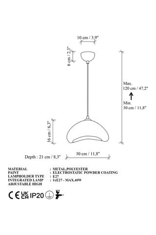 Lámpara de techo Luna - Blanco - 40 W