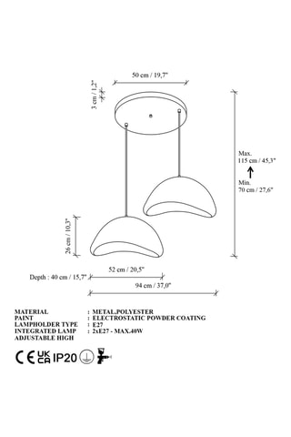 Suspension Luna - Blanc - 40 W