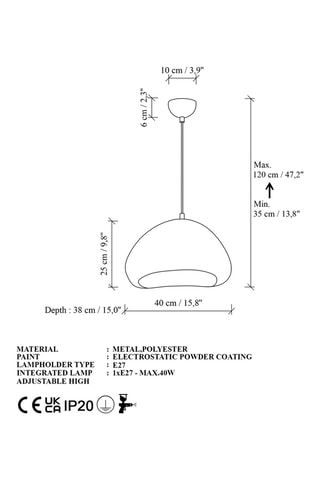Lámpara de techo Lora - Blanco - 40 W