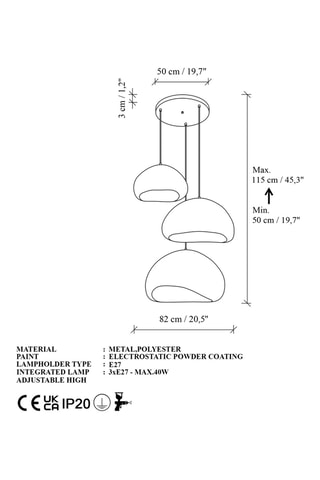 Suspension Loval - Blanc - 3 x 40 W