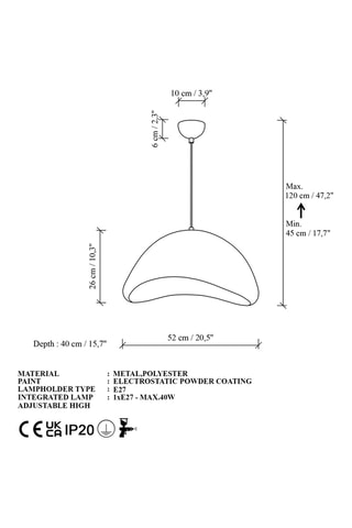 Suspension Luna - Blanc - 40 W