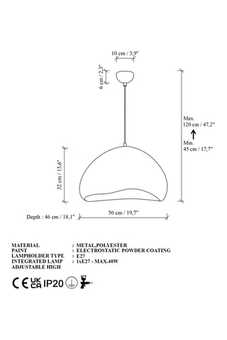 Lámpara de techo Lora - Blanco - 40 W