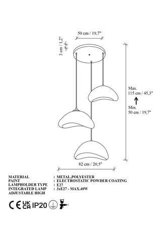 Suspension Luna - Blanc - 3 x 40 W