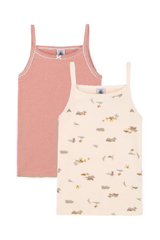 2 débardeurs - Ecru et rouge