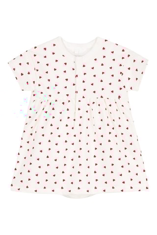 Body-robe à manches courtes Blanc et rouge