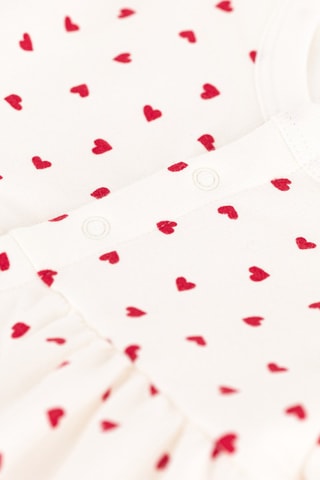 Body-robe à manches courtes Blanc et rouge