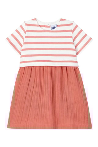 Robe à manches courtes Rose et blanc