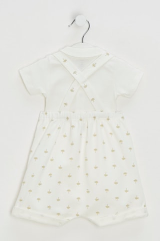 Body et salopette - Blanc et marron clair