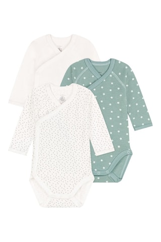 3 bodys - Blanc et vert menthe