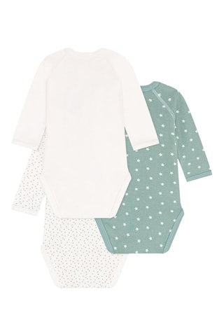 3 bodys - Blanc et vert menthe