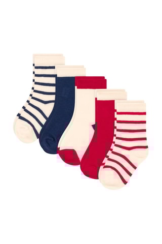 5 paires de chaussettes - Ecru et bleu marine