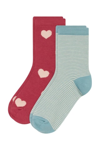 2 paires de chaussettes - Rouge et bleu clair