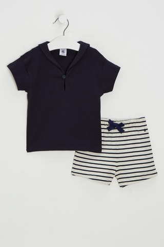 T-shirt et short - Bleu marine et blanc