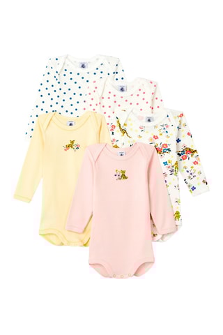 5 bodys - Jaune et rose