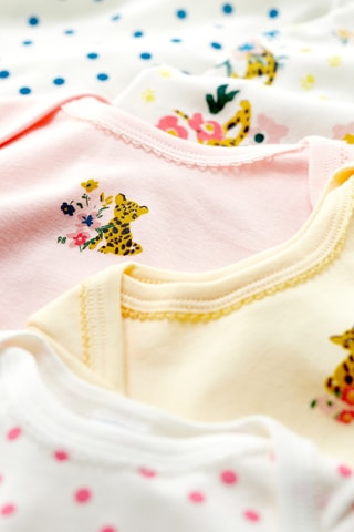 5 bodys - Jaune et rose