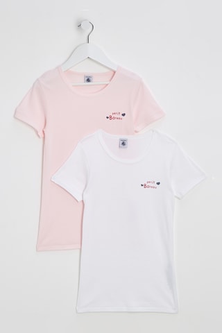 2 t-shirts - Blanc et rose