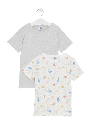 2 t-shirts - Gris clair chiné et blanc