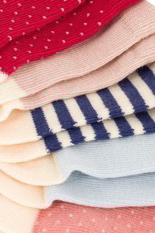 5 paires de chaussettes - Rouge et beige