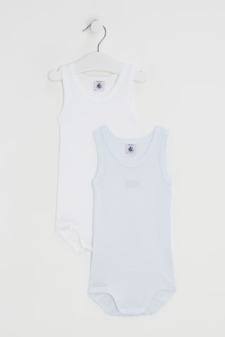2 bodys sans manches - Blanc et bleu clair