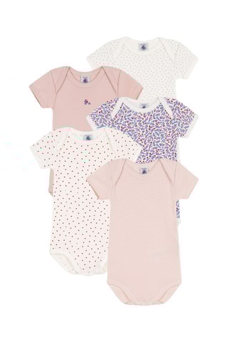 5 bodys - Blanc et rose