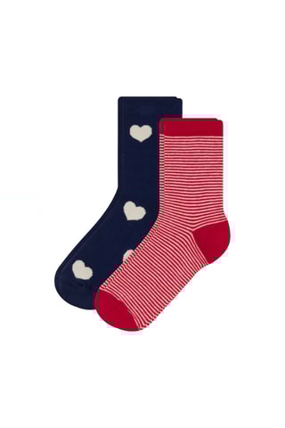 2 paires de chaussettes - Bleu marine et rouge