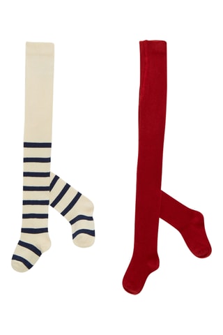 2 collants - Ecru et rouge