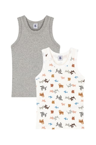 2 débardeurs - Gris clair chiné et blanc