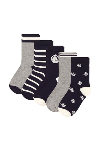 5 paires de chaussettes - Bleu marine et gris clair chiné
