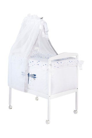 Mini berceau et parure Osaka - Blanc et bleu