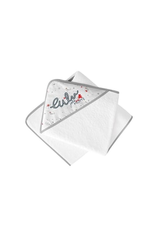 Sortie de bain Jolie môme - Blanc et gris - 100 x 100 cm